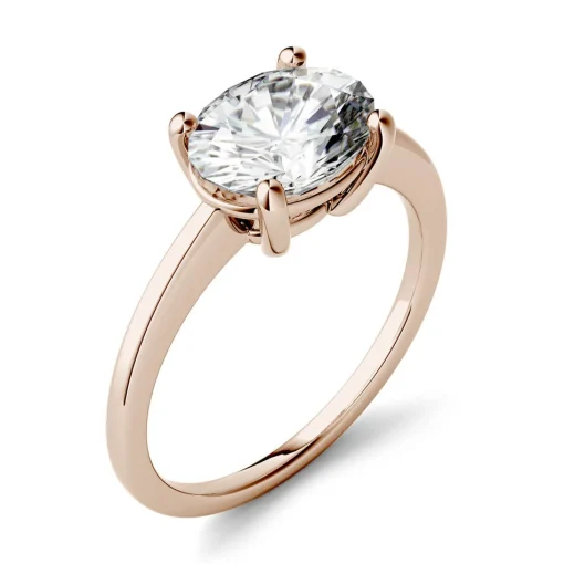 Oval Moissanite Solitaire Ring In 14K Rose Gold (2 1/10 Ct.)