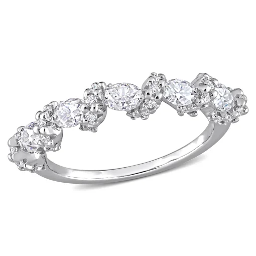 Oval Moissanite Stacking Ring In Sterling Silver (1 1/4 Ct. Tw.)