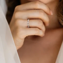 Oval Moissanite Stacking Ring In Sterling Silver (1 1/4 Ct. Tw.)