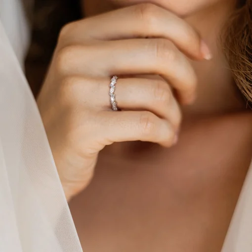Oval Moissanite Stacking Ring In Sterling Silver (1 1/4 Ct. Tw.)