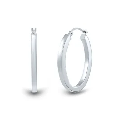 Oval Polished Square Tube Hoop Earring
