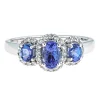Oval Tanzanite & Diamond Three-Stone Ring In 10K White Gold (1/4 Ct. Tw.)