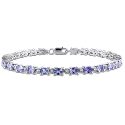 Oval Tanzanite & White Topaz Bracelet In Sterling Silver