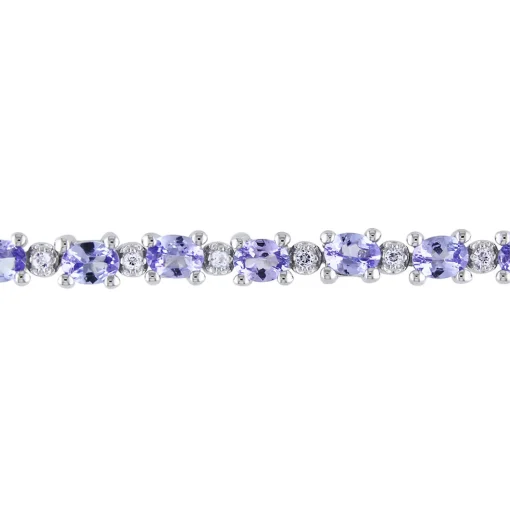 Oval Tanzanite & White Topaz Bracelet In Sterling Silver