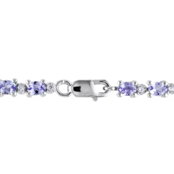 Oval Tanzanite & White Topaz Bracelet In Sterling Silver