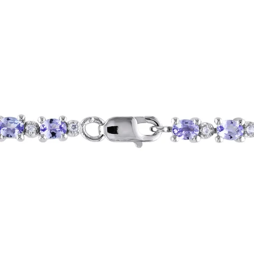 Oval Tanzanite & White Topaz Bracelet In Sterling Silver