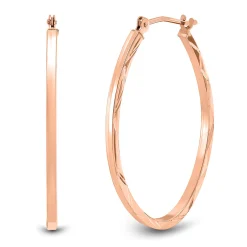 Oval Tube Hooped Earrings In 14K Rose Gold
