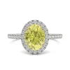Oval Yellow Moissanite Halo Ring In 14K White Gold