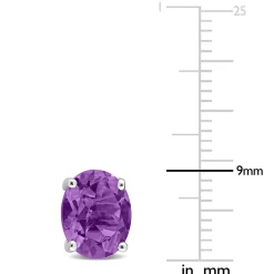 Oval-Shaped Amethyst Stud Earrings In Sterling Silver