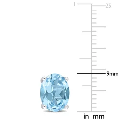 Oval-Shaped Blue Topaz Stud Earrings In Sterling Silver