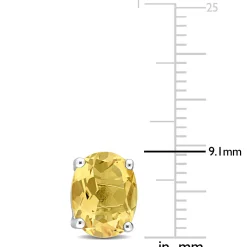 Oval-Shaped Citrine Stud Earrings In Sterling Silver