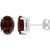 Oval-Shaped Garnet Stud Earrings In Sterling Silver