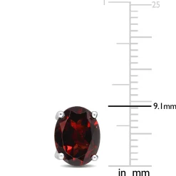 Oval-Shaped Garnet Stud Earrings In Sterling Silver