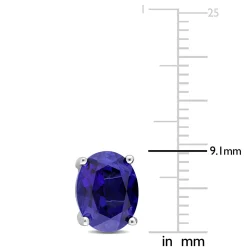 Oval-Shaped Lab Created Blue Sapphire Stud Earrings In Sterling Silver