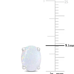 Oval-Shaped Lab Created Opal Stud Earrings In Sterling Silver