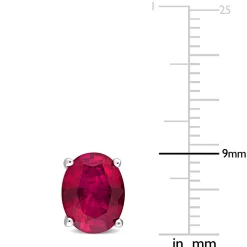 Oval-Shaped Lab Created Ruby Stud Earrings In Sterling Silver