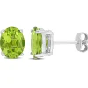 Oval-Shaped Peridot Stud Earrings In Sterling Silver