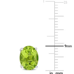 Oval-Shaped Peridot Stud Earrings In Sterling Silver