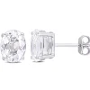 Oval-Shaped White Topaz Stud Earrings In Sterling Silver