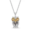 Owl Pendant With Smokey Quartz, Citrines, And White Sapphires In Sterling Silver
