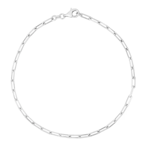 Paperclip Chain Anklet In Sterling Silver, 10"