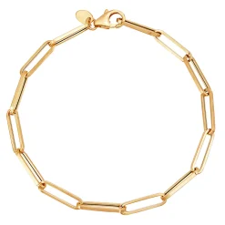 Paperclip Chain Bracelet In 14K Yellow Gold