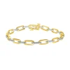 Paperclip Chain Bracelet With Diamonds In 10K Yellow & White Gold (1/4 Ct. Tw.)