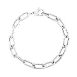 Paperclip Chain Bracelet In Sterling Silver, 7.5"
