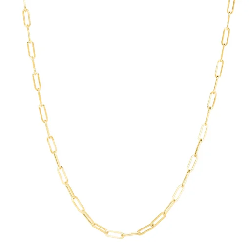 Paperclip Chain Necklace In 14K Yellow Gold, 3Mm, 18"