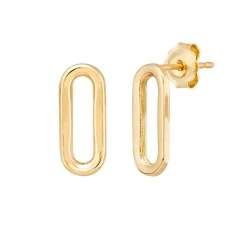 Paperclip Earrings In 14K Yellow Gold