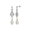Pearl & Cubic Zirconia Dangle Earrings In Sterling Silver