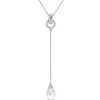 Pearl Drop Necklace With White Topaz In Sterling Silver