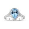 Pear-Shaped Aquamarine & Diamond Ring In 14K White Gold (1/3 Ct. Tw.)