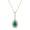 Pear-Shaped Emerald & Diamond Accent Pendant In 14K Yellow Gold