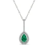 Pear-Shaped Emerald & Diamond Pendant In 14K White Gold