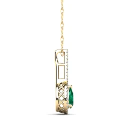 Pear-Shaped Emerald & Diamond Accent Pendant In 14K Yellow Gold