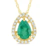 Pear-Shaped Emerald Pendant With Diamond Accents In 14K Yellow Gold