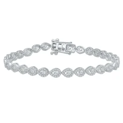 Pear-Shaped Halo Diamond Line Bracelet In 10K White Gold (2 Ct. Tw.)