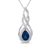 Pear-Shaped Lab Created Blue & White Sapphire Pendant In Sterling Silver