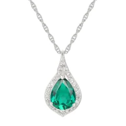 Pear-Shaped Lab Created Emerald Earring, Pendant & Ring Set In Sterling Silver
