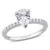 Pear-Shaped Lab Created White Sapphire Ring In 10K White Gold
