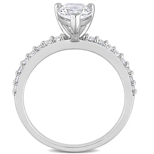 Pear-Shaped Lab Created White Sapphire Ring In 10K White Gold