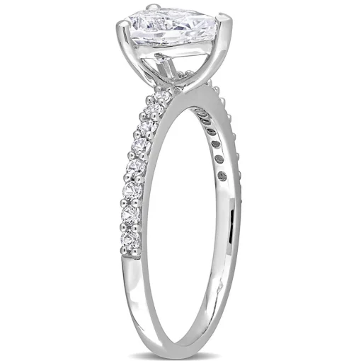 Pear-Shaped Lab Created White Sapphire Ring In 10K White Gold
