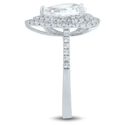 Pear-Shaped Lab Created White Sapphire Ring In Sterling Silver