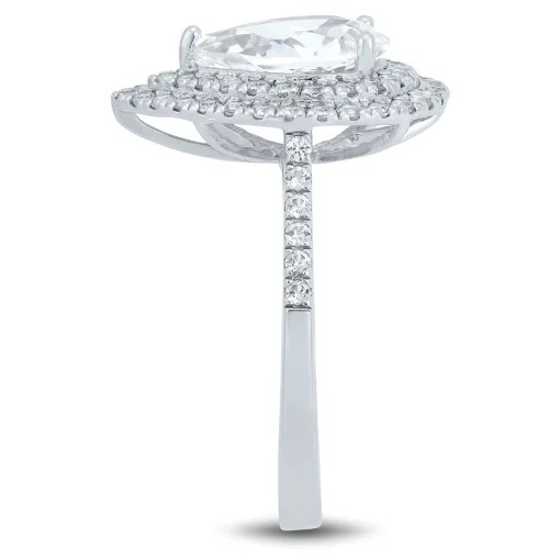 Pear-Shaped Lab Created White Sapphire Ring In Sterling Silver