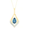 Pear-Shaped London Blue Topaz & Diamond Pendant In 10K Yellow Gold