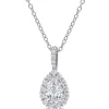 Pear-Shaped Moissanite Pendant With Halo In Sterling Silver (1 1/3 Ct. Tw.)