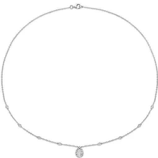 Pear-Shaped Moissanite Pendant With Bezel-Set Diamonds In Sterling Silver (1 1/2 Ct. Tw.)