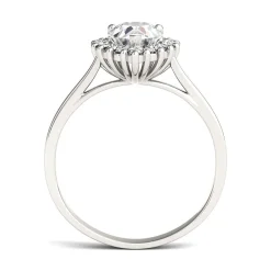 Pear-Shaped Moissanite Ring With Halo In 14K White Gold (1 7/8 Ct. Tw.)