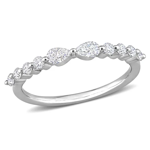 Pear-Shaped Moissanite Stacking Ring In Sterling Silver (2/5 Ct. Tw.)